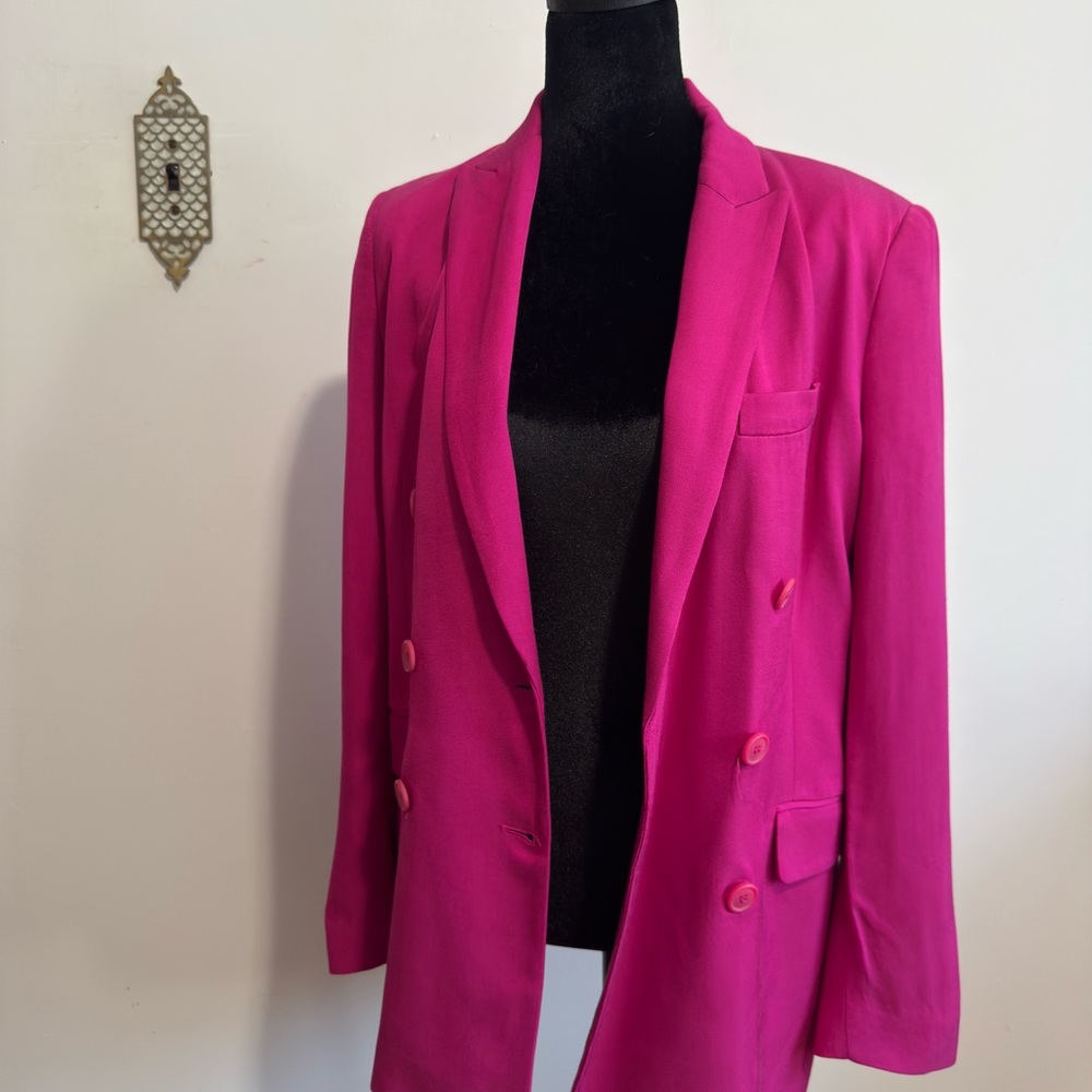 Zara Fuchsia Double-Breasted Blazer